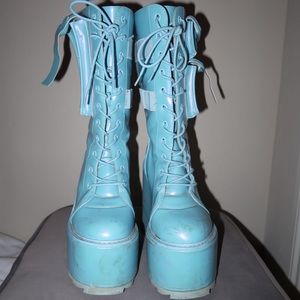 Demonia Blue Platform Shoes Size 9